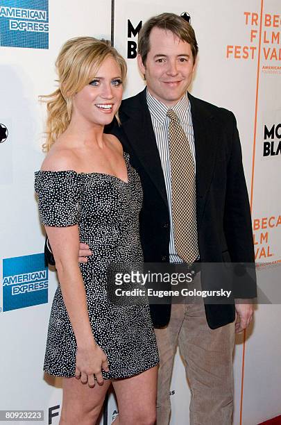 Actress Brittany Snow and actor Matthew Broderick attend The 7th Annual Tribeca Film Festival "Finding Amanda" Premiere at Borough of Manhattan...