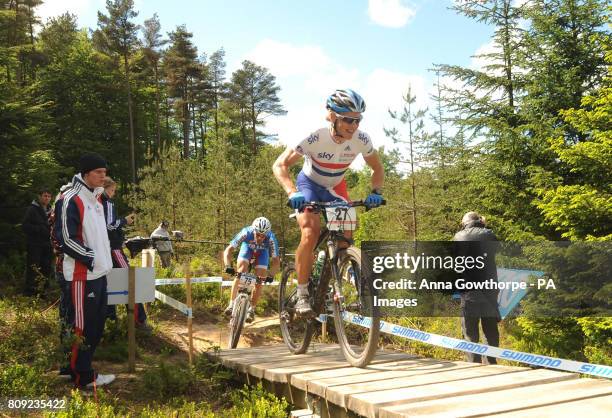Great Britain's Liam Killeen in action in the Men's Elite Cross Country Olympic 2 Mountain Bike World Cup event during Day Three of the UCI Mountain...