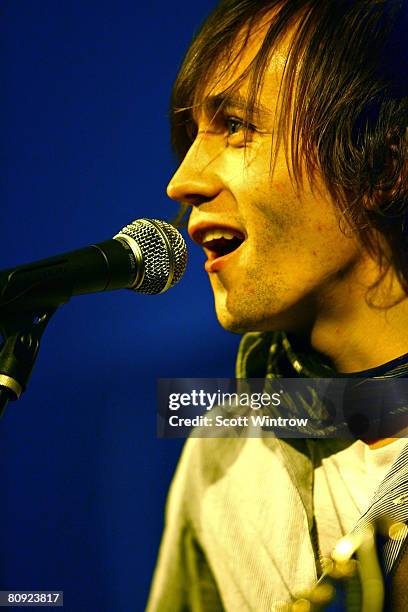 Musician Sondre Lerche performs live during "Target Music Night" at the NY Academy of Art during the 2008 Tribeca Film Festival on April 29, 2008 in...