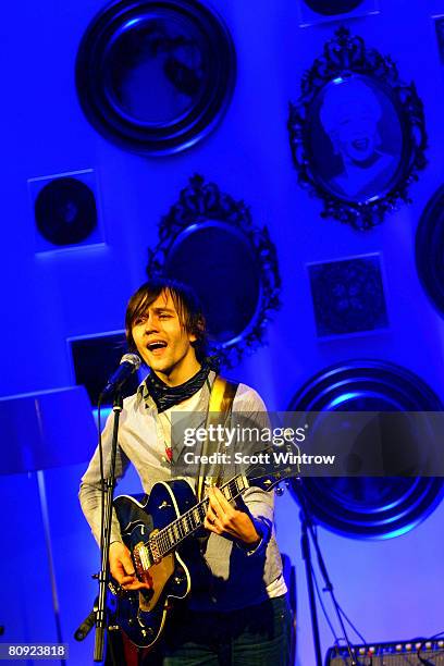 Musician Sondre Lerche performs live during "Target Music Night" at the NY Academy of Art during the 2008 Tribeca Film Festival on April 29, 2008 in...