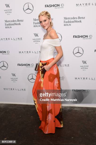 Model Kim Hnizdo attends the Rebekka Ruetz show during the Mercedes-Benz Fashion Week Berlin Spring/Summer 2018 at Kaufhaus Jandorf on July 5, 2017...