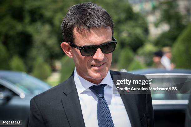 Member of the French Parliament, Manuel Valls attends the Simone Veil Funeral and national tribute at Hotel des Invalides on July 5, 2017 in Paris,...