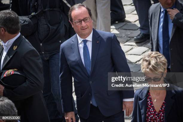 Former French President Francois Hollande attends the Simone Veil Funeral and national tribute at Hotel des Invalides on July 5, 2017 in Paris,...