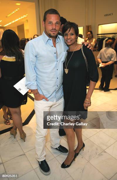 Actor Justin Chambers and wife Keisha Chambers attend the Kickoff Party for the Butterfly Ball hosted at the Saks Fifth Avenue men's store on April...