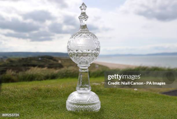 General view of the Irish Open trophy during the Pro-Am day of the Dubai Duty Free Irish Open at Portstewart Golf Club.