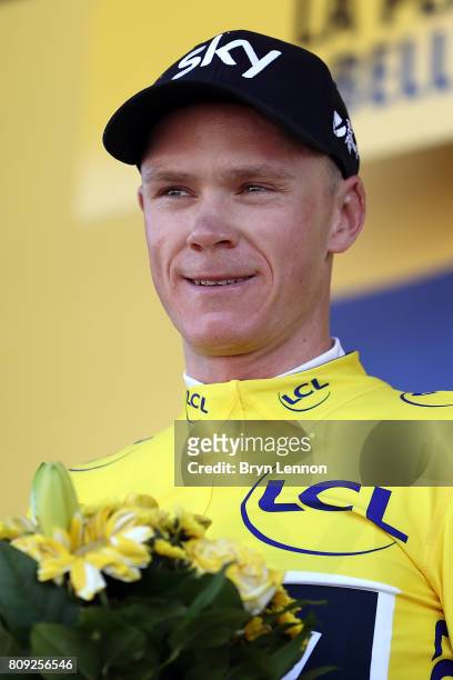 Chris Froome of Great Britain and Team SKY took the yellow jersey and race lead on stage five of the 2017 Tour de France, a 160.5km road stage from...