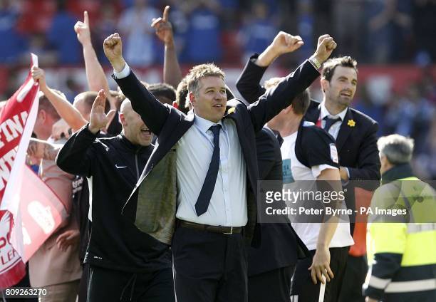 Peterborough United manager Darren Ferguson celebrates winning the npower Football League One Play Off final