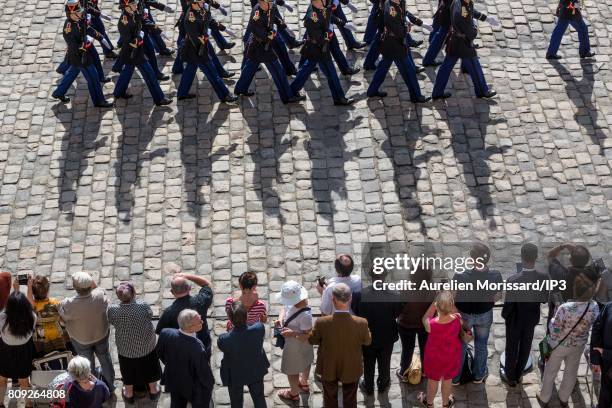 General view of Guards during the Simone Veil Funeral and national tribute at Hotel des Invalides on July 5, 2017 in Paris, France. Survivor of the...