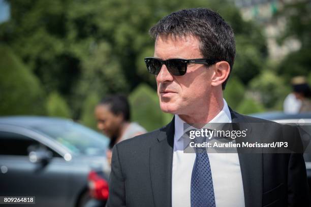 Member of the French Parliament, Manuel Valls attends the Simone Veil Funeral and national tribute at Hotel des Invalides on July 5, 2017 in Paris,...