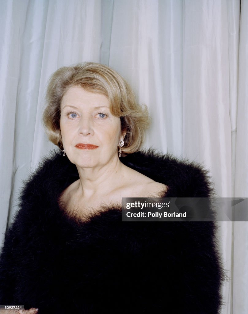 Anne Reed Young British actress Anne Reid wearing a fur wrap for a portrait shoot ...