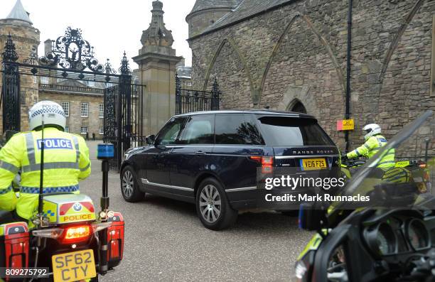 Canadian Prime Minister Justin Trudeau arrives for an audience with The Queen at Holyroodhouse on July 5, 2017 in Edinburgh, Scotland. Canadian Prime...