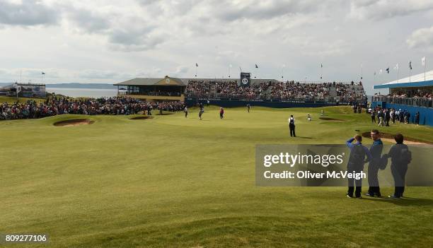 Portstewart , United Kingdom - 5 July 2017; A general view of the 18th green as Rory McIlroy's team finish during the Pro-Am ahead of the Dubai Duty...