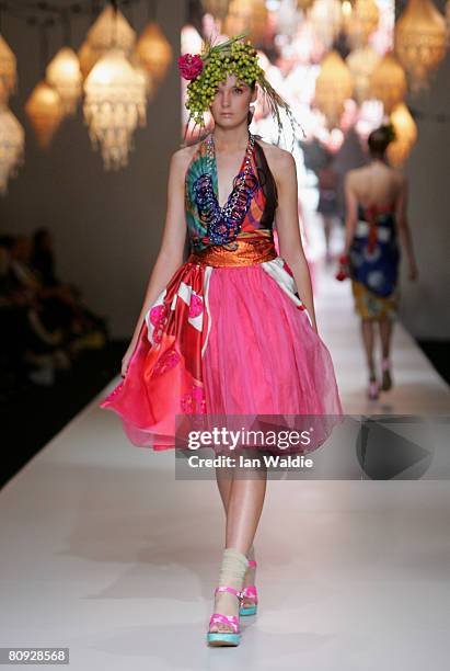 Model showcases an outift by designer Easton Pearson on the catwalk during the third day of the Rosemount Australian Fashion Week Spring/Summer...