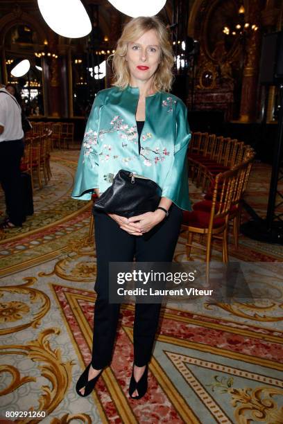 Actress Karin Viard attends the Lanyu Haute Couture Fall/Winter 2017-2018 show as part of Haute Couture Paris Fashion Week on July 5, 2017 in Paris,...