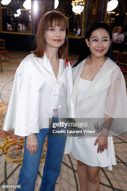 Actress Isabelle Huppert and Designer Lan Yu attend the Lan Yu Haute Couture Fall/Winter 2017-2018 show as part of Haute Couture Paris Fashion Week...