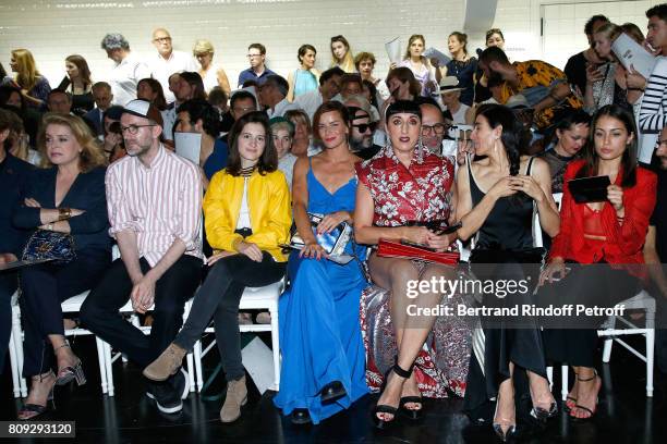 Catherine Deneuve, Loic Prigent; Aloise Sauvage, Fauve Hautot, Rossy de Palma, Blanca Li and Hiba Abouk attend the Jean Paul Gaultier Haute Couture...