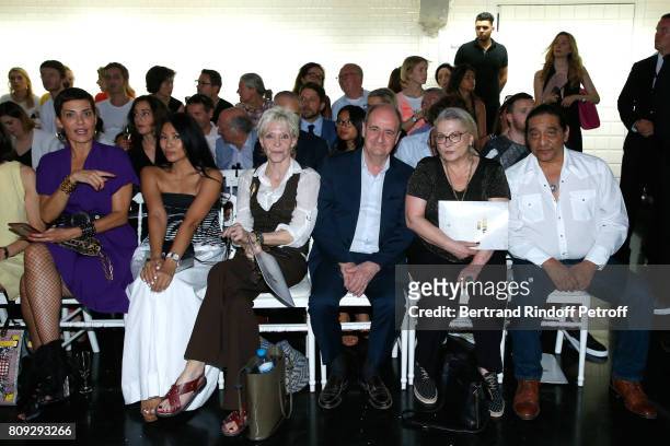 Cristina Cordula, Anggun, Tonie Marshall, Pierre Lescure, Josiane Balasko and her husband George Aguilar attend the Jean Paul Gaultier Haute Couture...