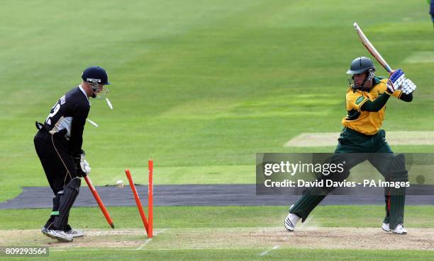 Nottinghamshire's Steven Mullaney is bowled by for 16 during the t20 Group match at Edgbaston, Birmingham.