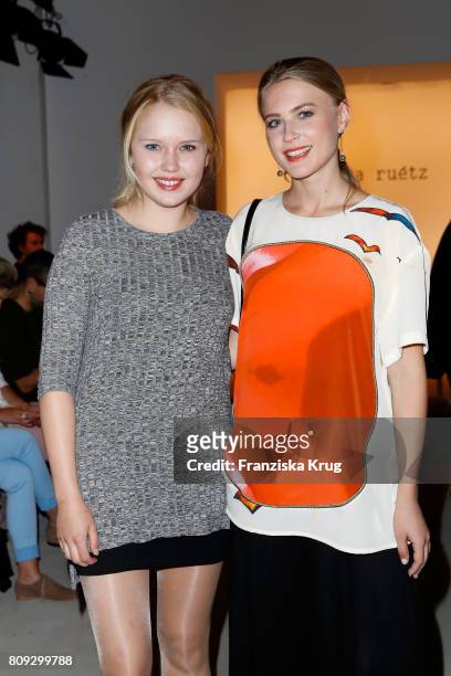 Eva Nuernberg and Jeanne Goursaud attend the Rebekka Ruetz show during the Mercedes-Benz Fashion Week Berlin Spring/Summer 2018 at Kaufhaus Jandorf...