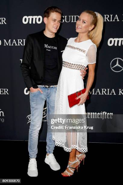 Jenny Elvers and her son Paul Jolig attend the Guido Maria Kretschmer Fashion Show Autumn/Winter 2017 presented by OTTO at Tempodrom on July 5, 2017...