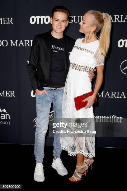 Jenny Elvers and her son Paul Jolig attend the Guido Maria Kretschmer Fashion Show Autumn/Winter 2017 presented by OTTO at Tempodrom on July 5, 2017...