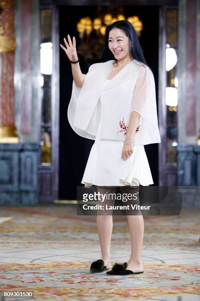 Designer Lan Yu walks the runway during the Lanyu Haute Couture Fall/Winter 2017-2018 show as part of Haute Couture Paris Fashion Week on July 5,...
