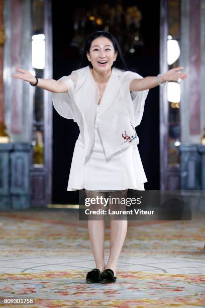 Designer Lan Yu walks the runway during the Lanyu Haute Couture Fall/Winter 2017-2018 show as part of Haute Couture Paris Fashion Week on July 5,...