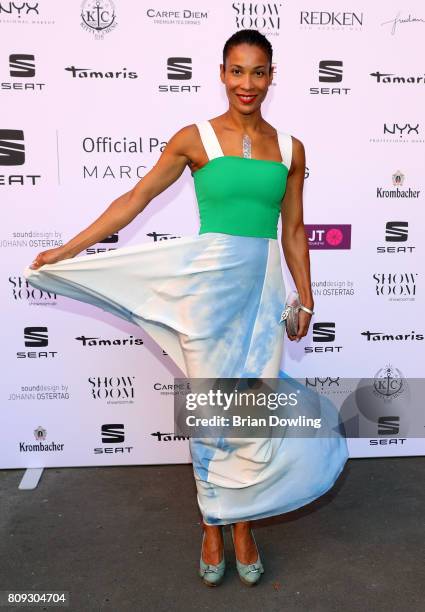 Annabelle Mandeng attends the Marcel Ostertag show during the Mercedes-Benz Fashion Week Berlin Spring/Summer 2018 at Delight Studios on July 5, 2017...