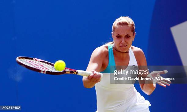 Germany's Sabine Lisicki in action, on her way to defeating Slovakia's Daniela Hantuchova 6-3, 6-2 in the AEGON Classic Final at Edgbaston Priory...