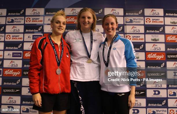 Olympic champion Rebecca Adlington wins Gold in the The final of Women's Open 800m Freestyle with Eleanor Faulkner and Hannah Miley during the ASA...