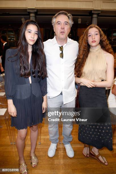 Olivier Lapidus and his daughters Milla and Koukla attend Gyunel Show during Paris Fashion Week as part of Haute Couture Fall/Winter 2017-2018 at...