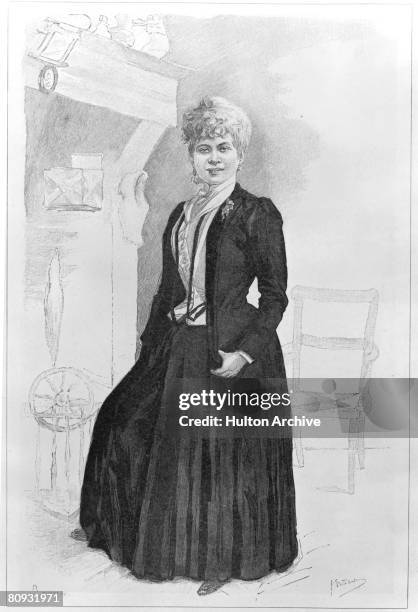 French Socialist writer and journalist Caroline Remy de Guebhard , who wrote under the pen name Severine, circa 1900. An engraving by Rousseau after...