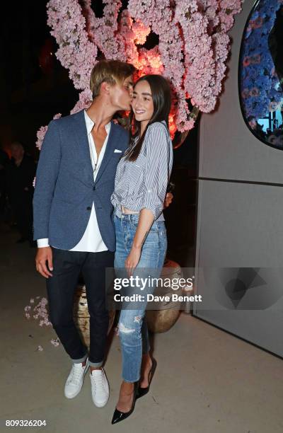 Sam Harwood and Millicent Cantrall attend the Warner Music Group and British GQ Summer Party in partnership with Quintessentially at Nobu Hotel...