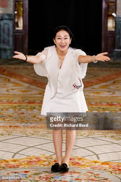 Chinese Designer Lan Yu walks the runway during the Lanyu Haute Couture Fall/Winter 2017-2018 show at Hotel Intercontinental as part of Haute Couture...