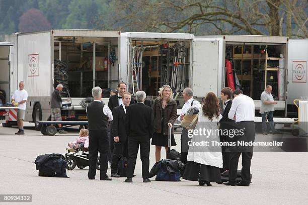 Extras are seen at the set of the shooting of James Bond's last movie 'Quantum of Solace' -the 22nd in the saga- on April 29, 2008 in the old part of...