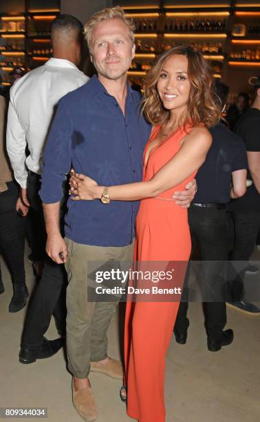 Simon Motson and Myleene Klass attend the Warner Music Group and British GQ Summer Party in partnership with Quintessentially at Nobu Hotel...