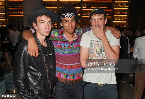 Jeff Wootton, Twiggy Garcia and Jamie Reynolds attend the Warner Music Group and British GQ Summer Party in partnership with Quintessentially at Nobu...