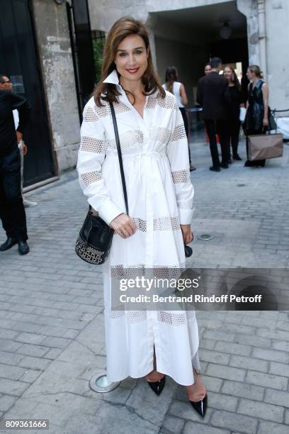 Actress Elsa Zylberstein attends the Azzedine Alaia Fashion Show as part of Haute Couture Paris Fashion Week. Held at Azzedine Alaia Gallery on July...