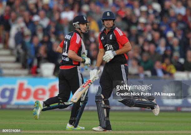 England's opening pair Alastair Cook and Craig Kieswetter during the fourth Natwest ODI match at Trent Bridge, Nottingham.