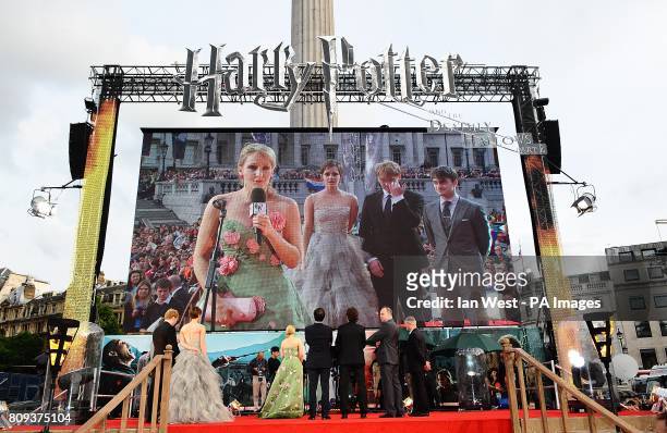 Rowling adresses the crowd at the world premiere of Harry Potter And The Deathly Hallows: Part 2.