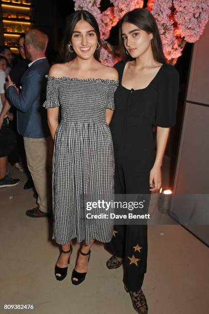 Laurie Mills and Maddie Mills attend the Warner Music Group and British GQ Summer Party in partnership with Quintessentially at Nobu Hotel Shoreditch...