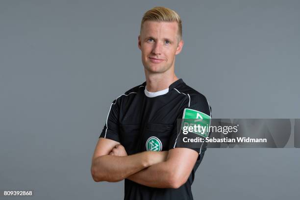 Referee Arne Aarnink poses during the DFB referee team presentation on July 5, 2017 in Grassau, Germany.