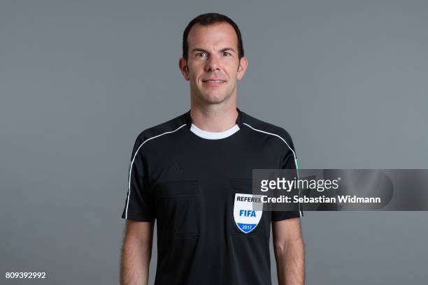 Referee Marco Fritz poses during the DFB referee team presentation on July 5, 2017 in Grassau, Germany.