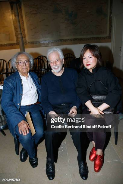 Artists Adonis, Alejandro Jodorowsky and Pascale Montandon-Jodorowsky attend the Azzedine Alaia Fashion Show as part of Haute Couture Paris Fashion...