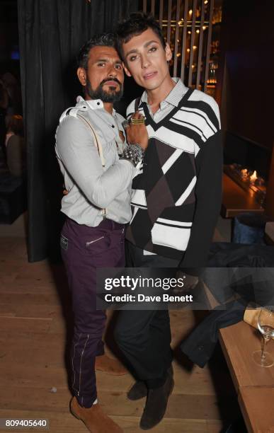 Azim Majid and Kyle De'Volle attend the Warner Music Group and British GQ Summer Party in partnership with Quintessentially at Nobu Hotel Shoreditch...