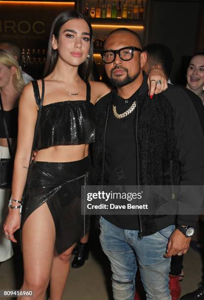 Dua Lipa and Sean Paul attend the Warner Music Group and British GQ Summer Party in partnership with Quintessentially at Nobu Hotel Shoreditch on...