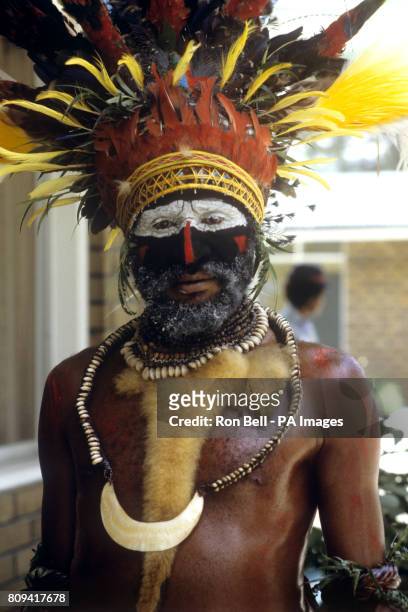 Colourful Highland tribesman during the Singsing held at the Old Golf course, Mt Hagen, Papua New Guinea