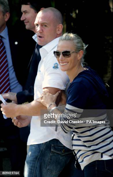 Zara Phillips and Mike Tindall outside Canongate Kirk, Edinburgh after the rehearsal of their wedding tomorrow.Picture date: Friday July 29, 2011....