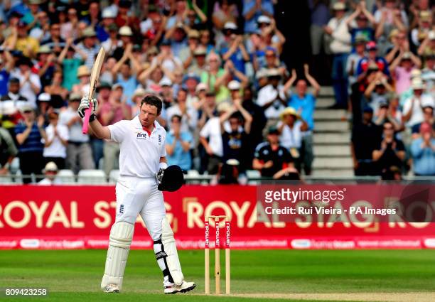 England's Ian Bell celebrates a century during the second npower test match at Trent Bridge, Nottingham.