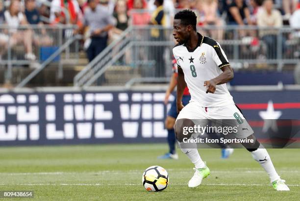 Ghana midfielder Ebenezer Ofori cuts back on the ball during an international friendly between the United States and Ghana on July 1 at Pratt &...